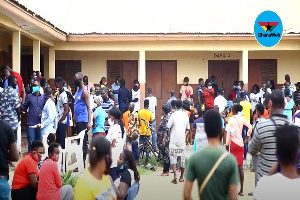 Some stranded registrants at Tema on the first day of registration