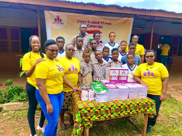 EYA Foundation Donates 2600 exercise books, 500 pens, markers and mathematical sets