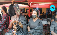 KKD [L] at Afia Schwarzenegger's father's memorial service