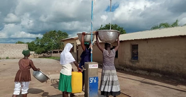 A file photo of people fetching water