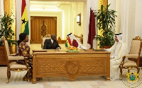 Foreign Minister, Shirley Ayorkor Botchway, President Akufo-Addo and Emir, Sheikh Tamim bin Hamad