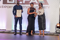 CEO of GEPA, Dr. Afua Asabea Asare presenting an award