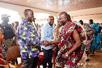 Alan Kyerematen greeting some chiefs during his visit to Sunyani