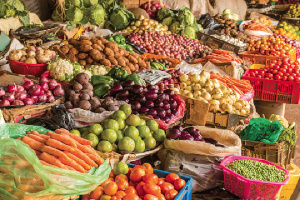 File photo: Foodstuff displayed in a market