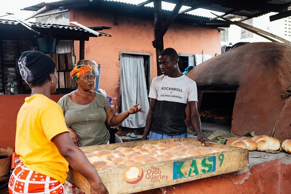 Maame Konadu interacting with her clients