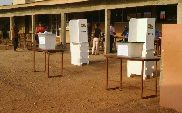 Voters at the polling station