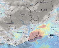 Map showing the areas the rain was expected