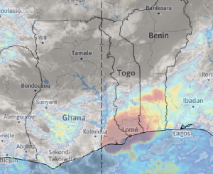 Map showing the areas the rain was expected