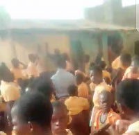 The pupils of Oseneso D/A Basic School protested over lack of chairs in their classes