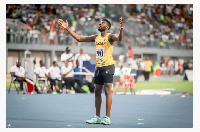 Evans Yamoah celebrates 2.23m jump that won gold at African Games 2023