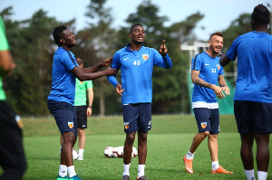 Asamoah Gyan and Bernard Mensah [L-R]