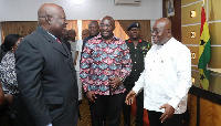 President Akufo-Addo interacting with the Vice President and Martin Amidu