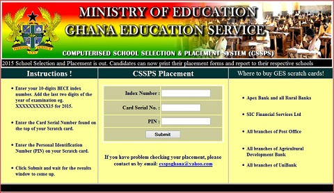 School placement platform interface | File photo