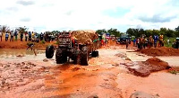 A truck stuck on the Eastern corridor road