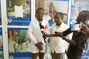 Dr Dennis Sunday, a medic at Bungoma County Referral Hospital, addressing the press