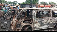 Some of the ravaged cars