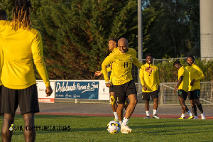 Black Stars players at training in Paris