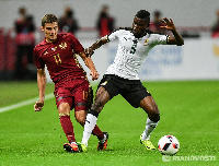 Thomas Partey in action for Ghana against Russia