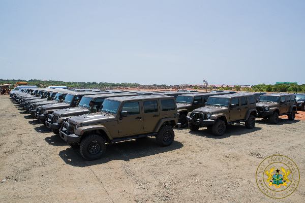 The cars include 40 Jeep J8 vehicles, 6 Toyota Hi-ace minibuses, and 14 Toyota Hilux pick-ups