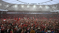 Leverkusen fans invaded the pitch after the full-time whistle