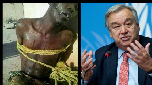 UN Secretary-General Antonio Guterres (R) has condemned the slave trade in Libya