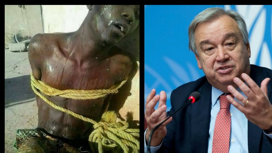 UN Secretary-General Antonio Guterres (R) has condemned the slave trade in Libya