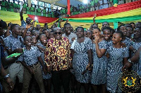 President Akufo-Addo with jubilant SHS students