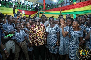 President Akufo-Addo with jubilant SHS students