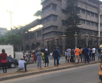 People gathered at the church premises when TB Johsua's death was announced