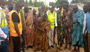 A photo of the sod-cutting ceremony