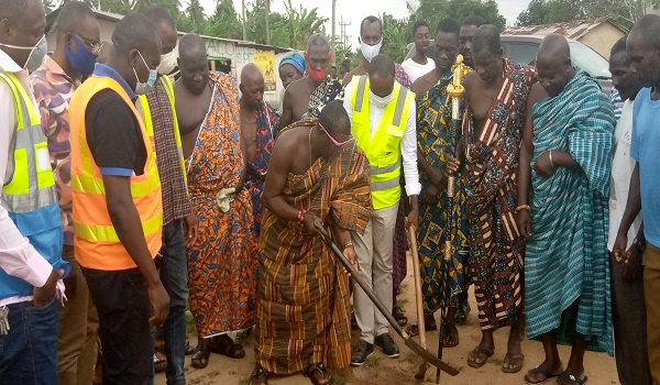 A photo of the sod-cutting ceremony