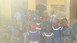 Students of the Garu Presbyterian Primary School on the firts day of reopening