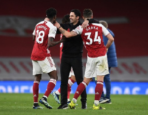 Partey in an interaction with Coach Arteta