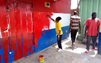 Some youth at Nayiri have defaced the Regional Youth Secretariat of the NPP with red paint