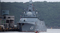 Russian frigate Admiral Gorshkov docks in Durban, South Africa