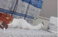 The student lying on the hospital bed