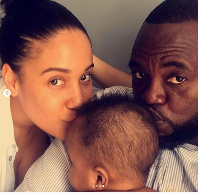 Ghanaian movie producer, Fred Nuamah  with wife and child