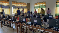 The students with the team in the ICT lab