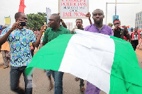 Some Nigerians in Ghana during a protest | File photo