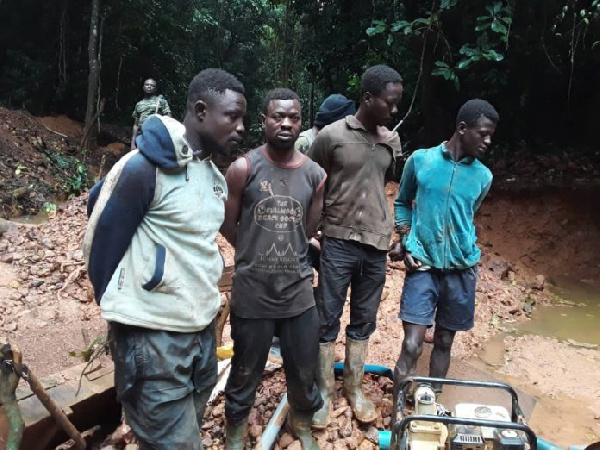 The four miners who were engaged in illegal mining activities in the Atewa Forest