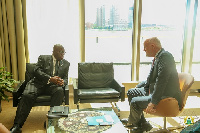 President Akufo-Addo and Mr Peter Thompson having a discussion on the 2030 UN SDGs