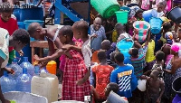 The residents as seen in the image were struggling to fetch water.