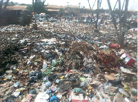 Picture shows heap of uncollected rubbish at the Nana Bosoma Market in Sunyani