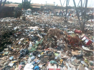 Picture shows heap of uncollected rubbish at the Nana Bosoma Market in Sunyani