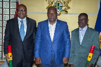 President Mahama in an album pose with his two deputy ministers