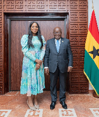 Damilola Ogunbiyi, CEO and Special Representative of the UN Secretary with President Akufo-Addo