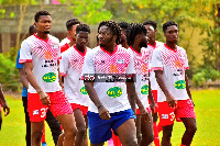 Hearts of Oak player, Sulley Muntari training with his teammates