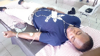 One of the donors giving out blood