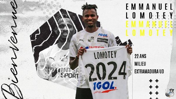 Emmanuel Lomotey signed a four-year contract with the Ligue 2 side on Monday