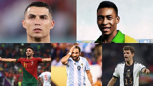 A photo of 5 of the 53 players who have score World Cup hattrick